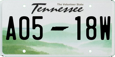 TN license plate A0518W
