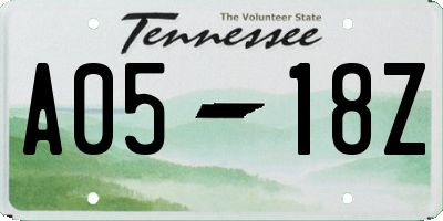 TN license plate A0518Z
