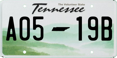 TN license plate A0519B