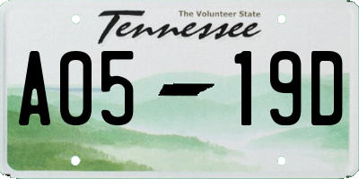 TN license plate A0519D