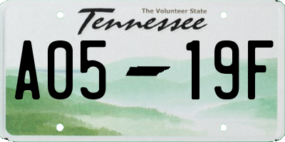 TN license plate A0519F