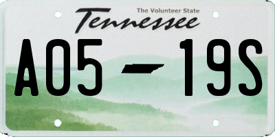 TN license plate A0519S