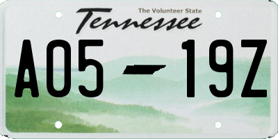 TN license plate A0519Z
