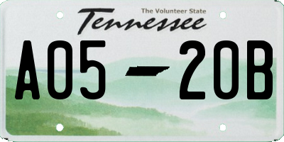 TN license plate A0520B