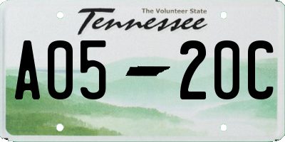 TN license plate A0520C