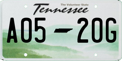 TN license plate A0520G
