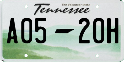 TN license plate A0520H