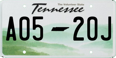 TN license plate A0520J