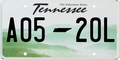 TN license plate A0520L