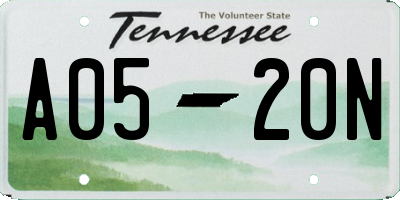 TN license plate A0520N