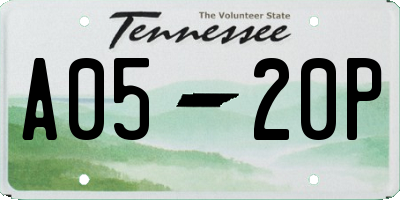 TN license plate A0520P