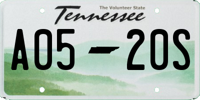 TN license plate A0520S