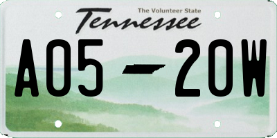 TN license plate A0520W