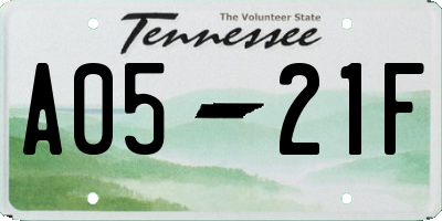 TN license plate A0521F