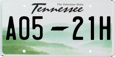 TN license plate A0521H