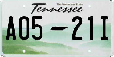 TN license plate A0521I