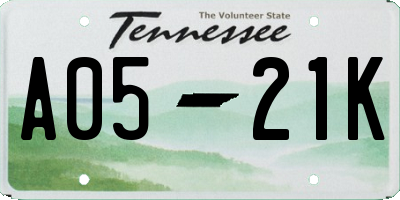 TN license plate A0521K