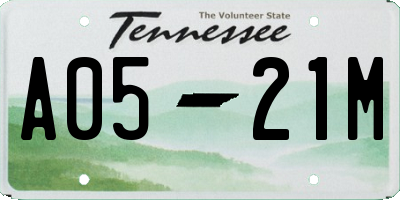 TN license plate A0521M