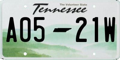 TN license plate A0521W