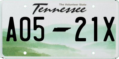 TN license plate A0521X