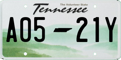 TN license plate A0521Y