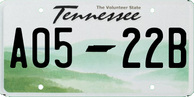 TN license plate A0522B