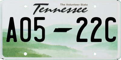 TN license plate A0522C