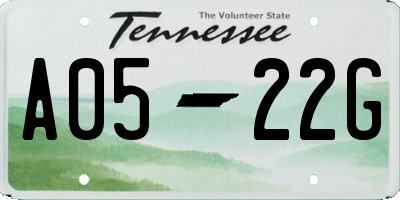 TN license plate A0522G