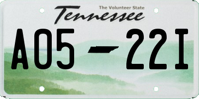 TN license plate A0522I