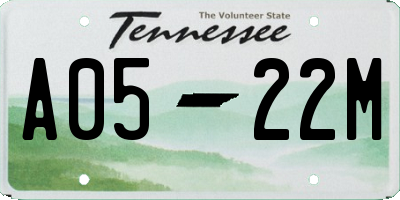 TN license plate A0522M