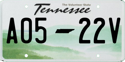 TN license plate A0522V