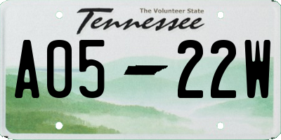 TN license plate A0522W