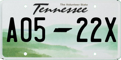 TN license plate A0522X