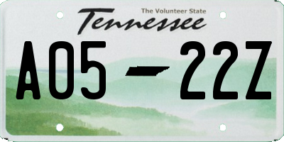 TN license plate A0522Z