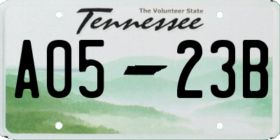 TN license plate A0523B