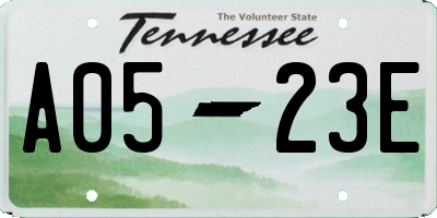 TN license plate A0523E