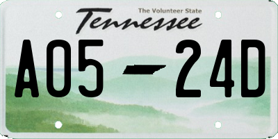 TN license plate A0524D