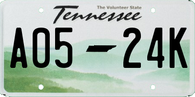 TN license plate A0524K