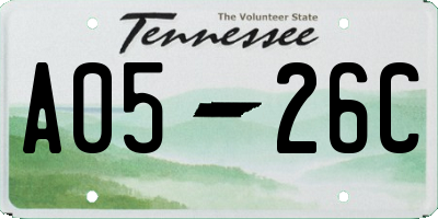 TN license plate A0526C