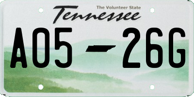 TN license plate A0526G