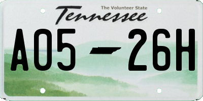 TN license plate A0526H