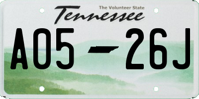 TN license plate A0526J