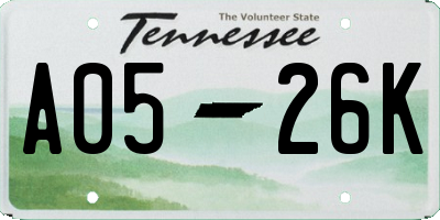 TN license plate A0526K