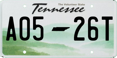 TN license plate A0526T