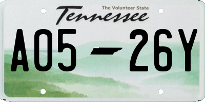 TN license plate A0526Y