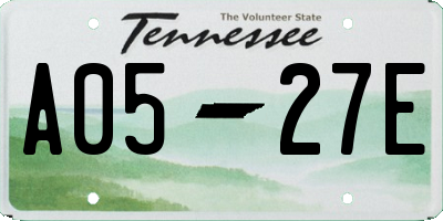 TN license plate A0527E