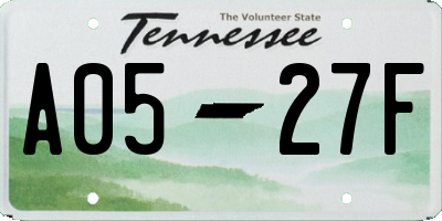 TN license plate A0527F