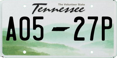 TN license plate A0527P