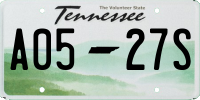 TN license plate A0527S