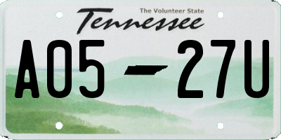 TN license plate A0527U